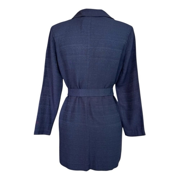 Vintage Clues Collection New York Paris Dark Blue Belted Jacket Women's Jacket - Picture 7 of 8